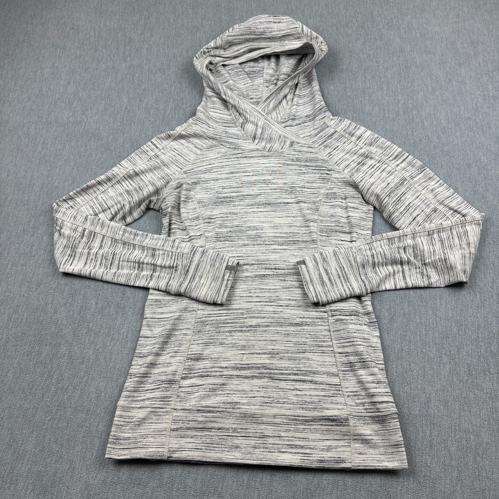 Lululemon Hoodie Womens‎ 6 Gray Space Dye Think Fast Pullover Yoga Gym Workout